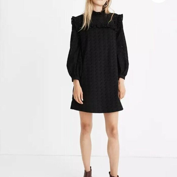 Madewell Dresses & Skirts - Madewell black eyelet mini dress. Size medium
